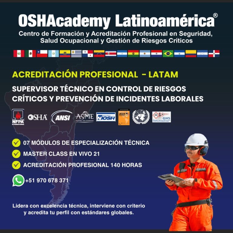 ACREDITACIÓN INTERNACIONAL – SUPERVISOR TÉCNICO EN CONTROL DE RIESGOS –  INICIO 16 DE OCTUBRE