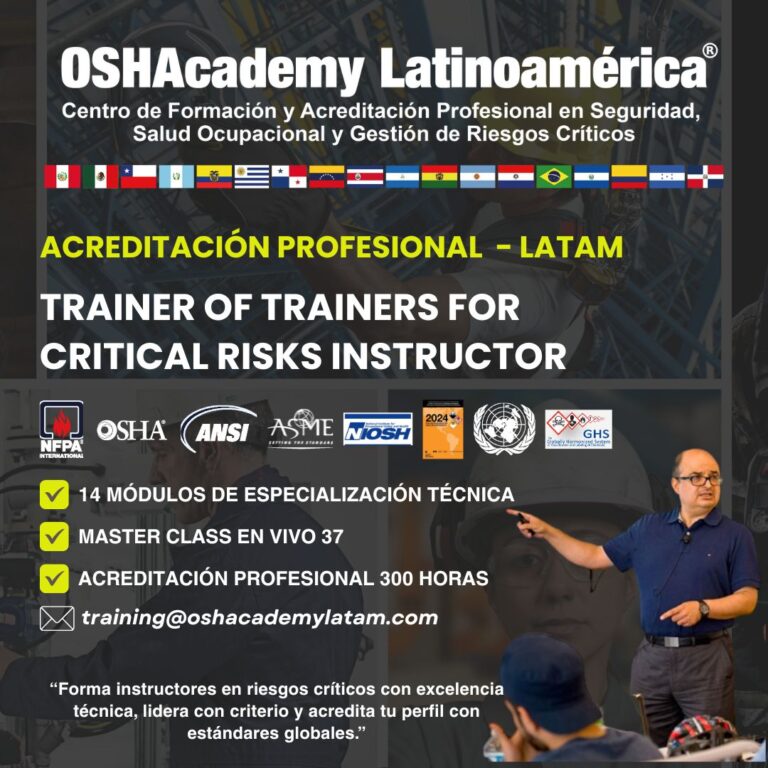ACREDITACIÓN INTERNACIONAL – TRAINER OF TRAINERS IN CRITICAL RISKS.  INICIO: 20 DE OCTUBRE