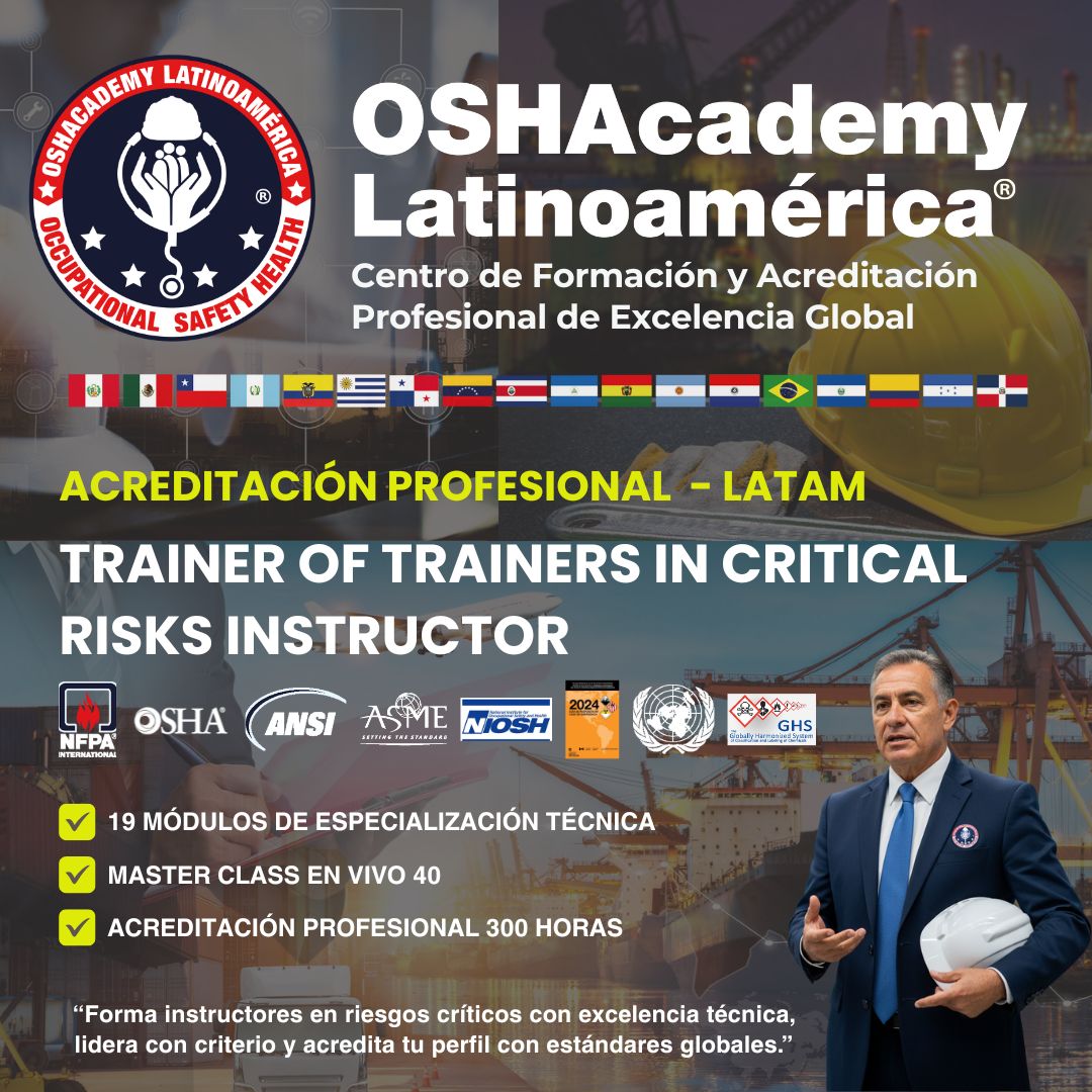 ACREDITACIÓN INTERNACIONAL –  TRAINER OF TRAINERS FOR CRITICAL RISK INSTRUCTORS. INICIO: 20 DE ABRIL FINALIZADO
